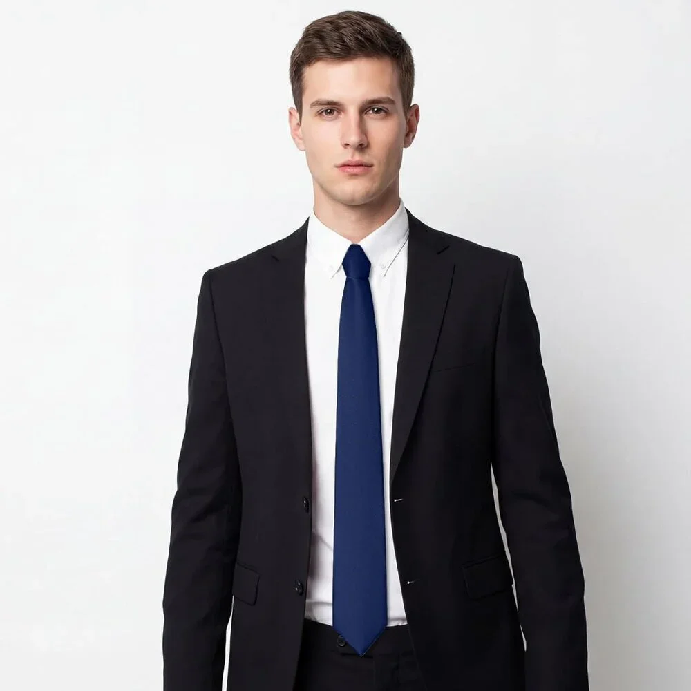 Men's Navy Blue Solid Pure Color Formal 3.15